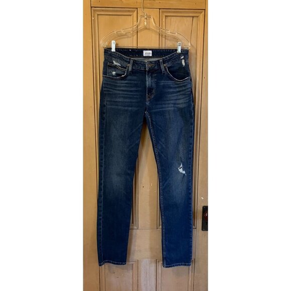 Hudson Mens Blake Slim Straight Distressed Whisker Jeans Size 32x33 Blue AN EXC - Picture 3 of 12